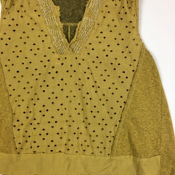 Anthro Akemi + Kin Boho Mustard Cadiz Top sz M - Picture 3 of 8